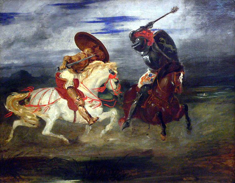 Eugene Delacroix Combat de chevaliers dans la campagne.